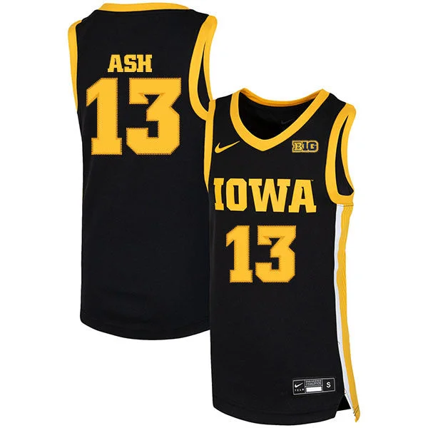 Basketball Jersey With Street Style Look-Iowa Hawkeyes 13 Austin Ash Black Basketball College Basketball Jersey