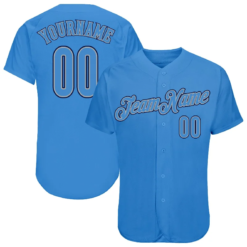 Baseball Jersey For College Teams-Custom Powder Blue Powder Blue-Navy Authentic Baseball Jersey