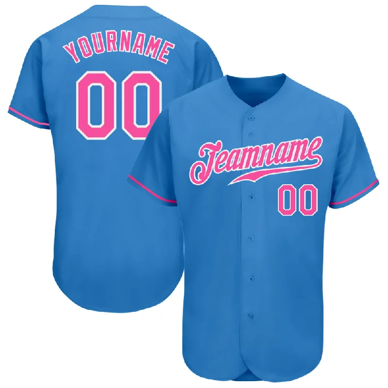 Unisex Baseball Jersey-Custom Powder Blue Pink-White Authentic Baseball Jersey