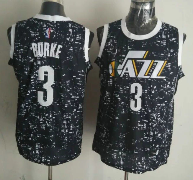 Basketball Jersey For Birthday Gifts-Jazz 3 Trey Burke Black City Luminous Basketball Jersey