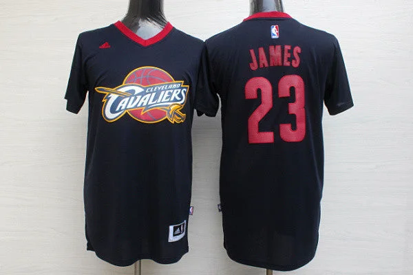 Basketball Jersey For Collectors-Cavaliers 23 James Black Short Sleeve New Rev 30 Basketball Jersey