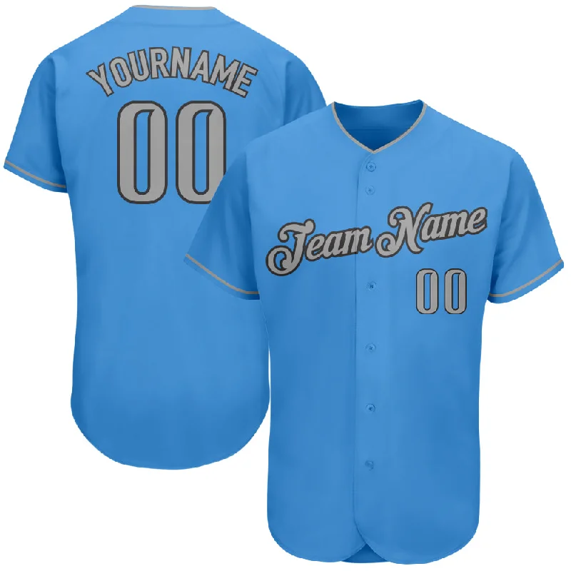 Baseball Jersey For Winter-Custom Powder Blue Gray-Steel Gray Authentic Baseball Jersey