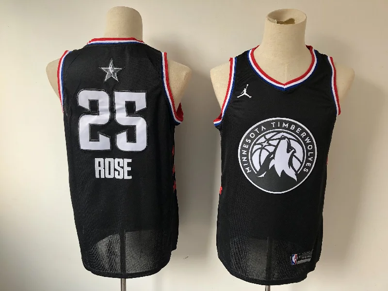 Basketball Jersey With 80s Throwback-Timberwolves 25 Derrick Rose Black 2019 All-Star Game Jordan Brand Swingman Basketball Jersey