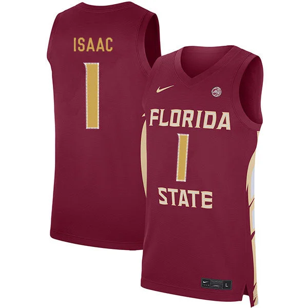 Custom Basketball Jersey-Florida State Seminoles 1 Jonathan Isaac Red Basketball College Basketball Jersey