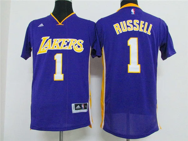 Basketball Jersey For Travel Teams-Lakers 1 D'Angelo Russell Purple Short Sleeve Swingman Basketball Jersey