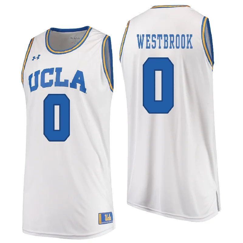 Basketball Jersey With Classic Fonts-UCLA Bruins 0 Russell Westbrook White College Basketball Basketball Jersey