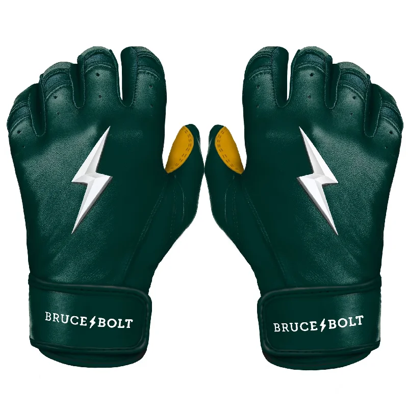 Baseball Glove With Closed Web-PREMIUM PRO Short Cuff Batting Gloves | GREEN