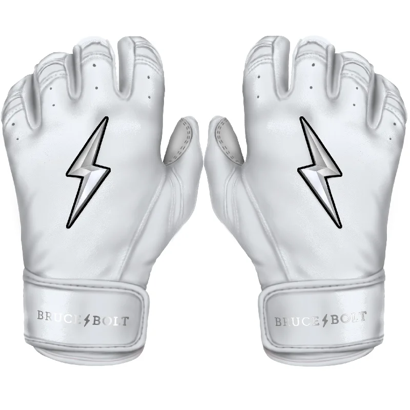 Black Baseball Glove-PREMIUM PRO CHROME Series Short Cuff Batting Gloves | WHITE