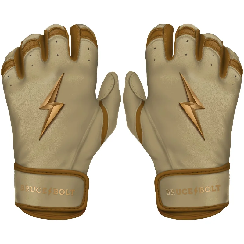 Baseball Glove With Pro Stock Leather-PREMIUM PRO GOLD Series Short Cuff Batting Gloves