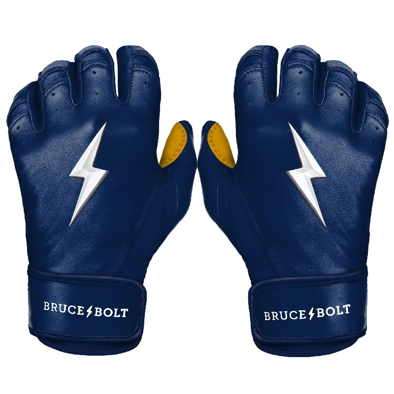 Glossy Finish Baseball Glove-PREMIUM PRO Short Cuff Batting Gloves | Navy