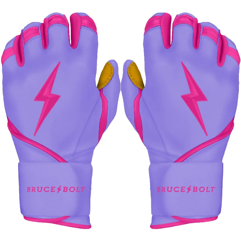 Soft Palm Baseball Glove-PREMIUM PRO BADER Series Long Cuff Batting Gloves | LAVENDER