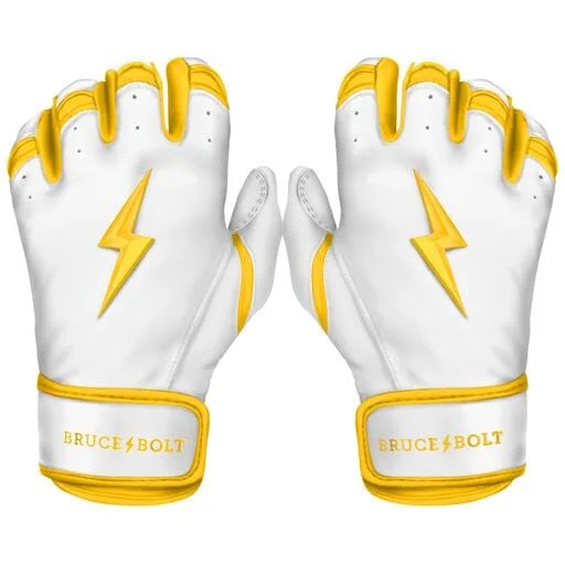 Baseball Glove With Heat Resistant Lining-PREMIUM PRO CHROME Series Short Cuff Batting Gloves | YELLOW