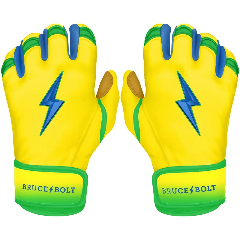 Baseball Glove With Hybrid Web-"Coach RAC" Limited Edition Short Cuff Batting Gloves - RAC Yellow