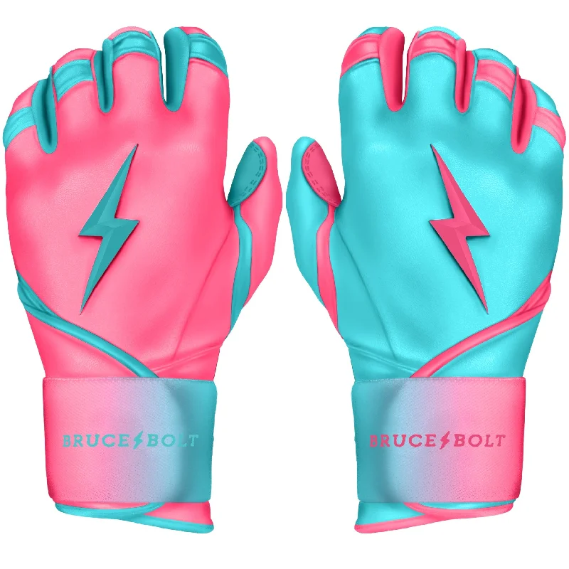 Silver Baseball Glove-PREMIUM PRO CLARK Series Long Cuff Batting Gloves | PINK/TEAL